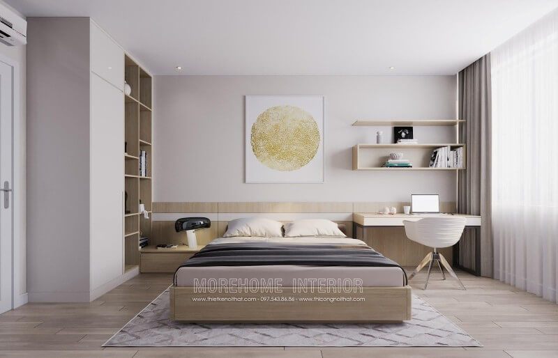 Tranh canvas treo tường là một phần đẹp mắt giúp tô điểm cho phòng ngủ.