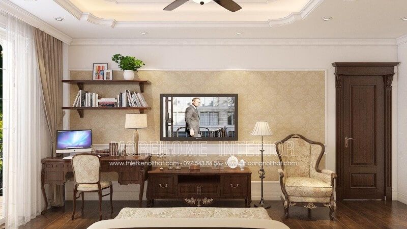 của tôi Tôi đang tìm kiếm một mẫu cửa gỗ óc chó phù hợp với phòng ngủ tân cổ điển biệt thự của mình.